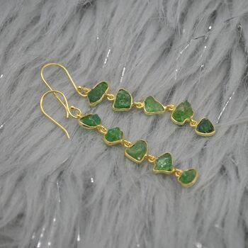 Green Tsavorite Garnet Gold Earrings: Long Earrings, 3 of 5