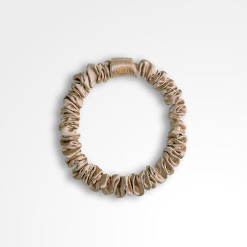 Silver Ion Infused Skinny Satin Scrunchies Caramel Double Pack, 4 of 5