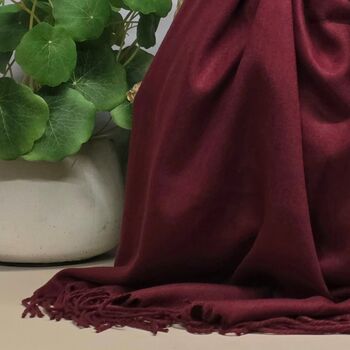 Super Soft Plain Pashmina Style Scarf In Plum, 3 of 3