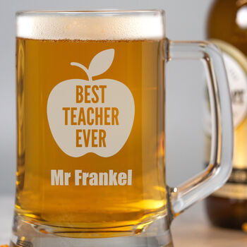 Personalised Best Teacher Ever Glass Pint Stern Tankard, 3 of 5