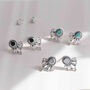 Sterling Silver Ornate Gemstone Stud Earrings, thumbnail 2 of 7