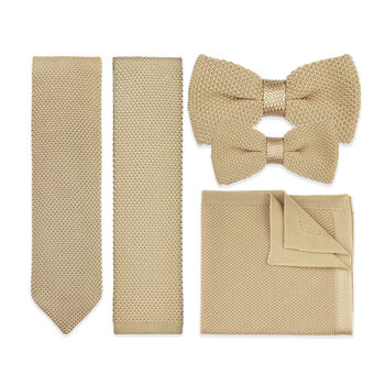 Wedding Handmade Polyester Knitted Pocket Square In Beige, 4 of 10