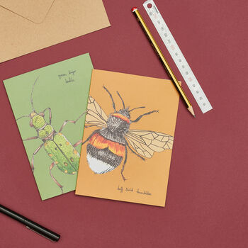 Handmade Greeting Card Bumblebee, Recycled Card, 2 of 7