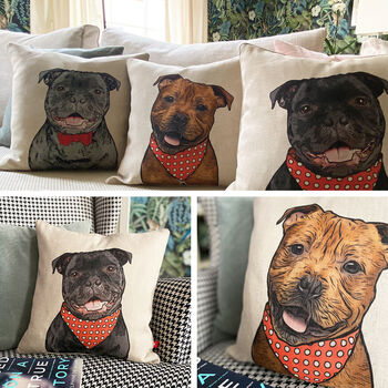 Staffordshire Bull Terrier Cushion Cover, 2 of 11