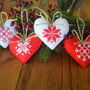 Felt Hearts Set Of Four Handmade Tree's Decorations, thumbnail 2 of 8