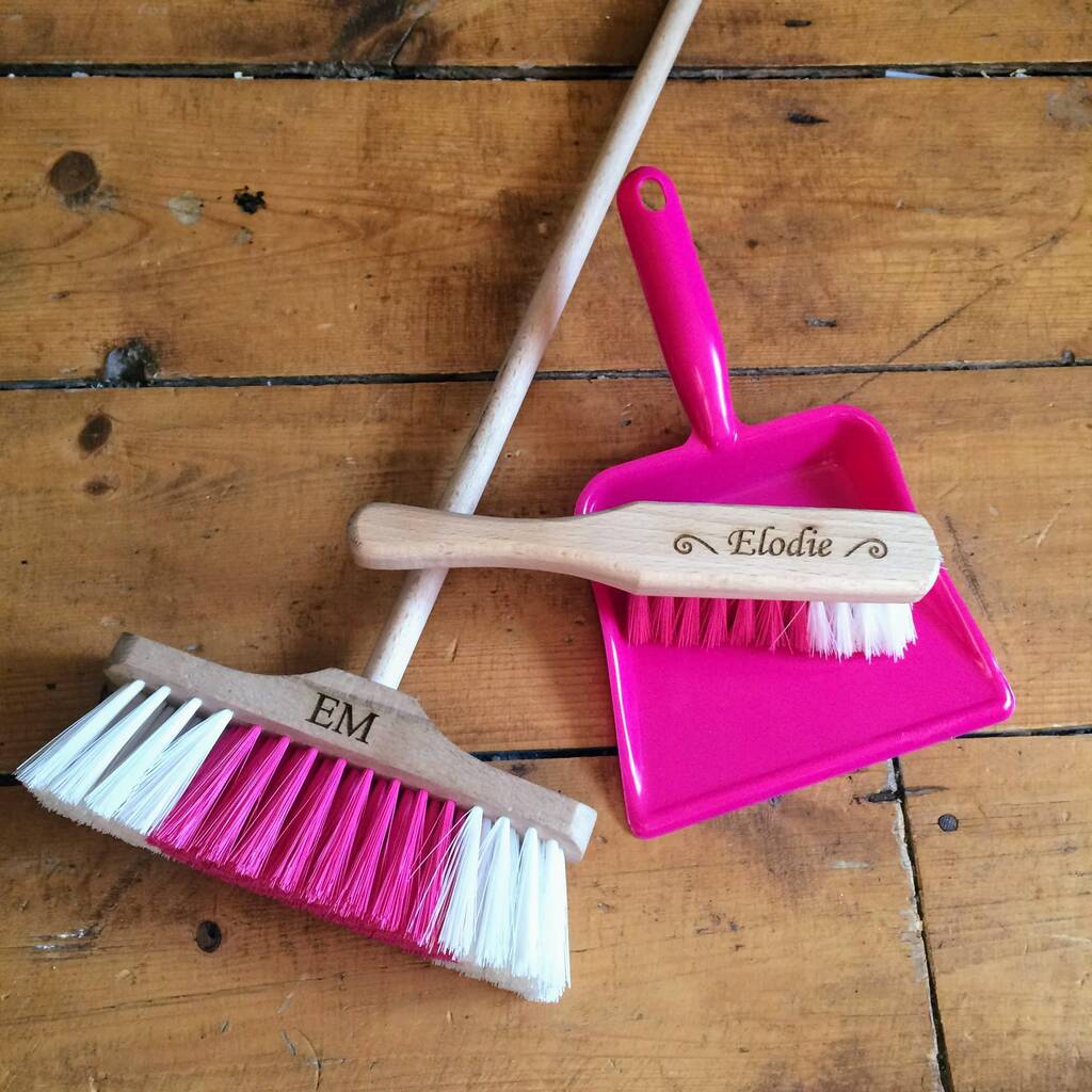 Personalised Wooden Children's Dustpan And Brush Set, 1 of 2