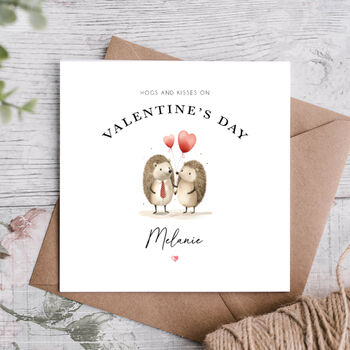 Hogs And Kisses Personalised Hedgehog Valentine's Day Card, 2 of 2