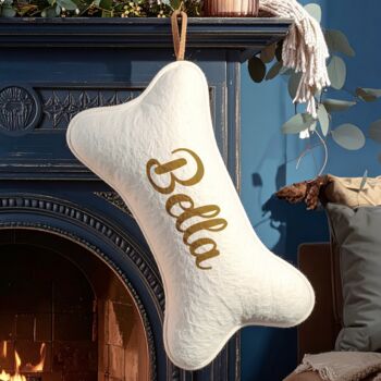 Personalised Dog Bone Christmas Stocking, 4 of 6