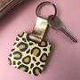 Personalised Leopard Print Wooden Keyring, thumbnail 1 of 6