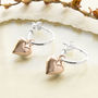 Sterling Silver And Rose Gold Heart Hoop Stud Earrings, thumbnail 1 of 4