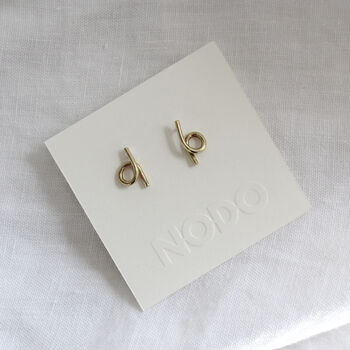 Knot Stud Earrings In Recycled Silver Or Brass, 2 of 3