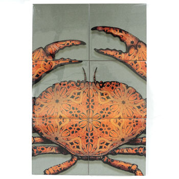 Crab Tile Mural Grey Green Background, 10 of 12