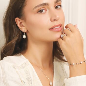 Pearl Station Bracelet In Sterling Silver And Gold Vermeil, 2 of 10
