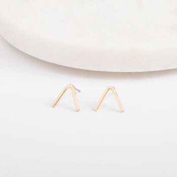Simple Gold Colour V Shaped Stud Earrings, 3 of 3