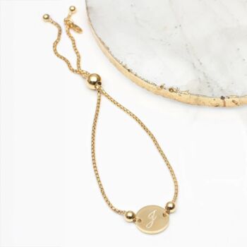 Personalised Silver Or Gold Plated Disc Slider Bracelet, 2 of 6