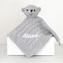 Personalised Grey Knitted Teddy Comforter, thumbnail 5 of 7