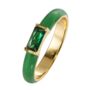 Gold Plated Cz Green Enamel Stacker Ring, thumbnail 2 of 7