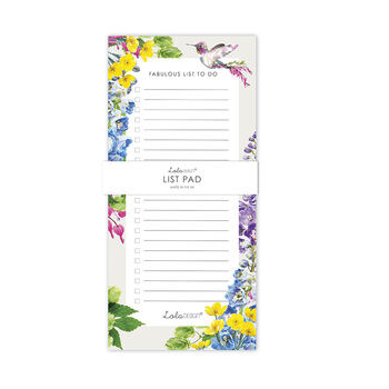 Magnetic To Do List Pad Featuring Botanical Hummingbird, 3 of 3