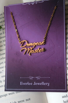 Dungeon Master Name Necklace Gold And Silver, 2 of 4