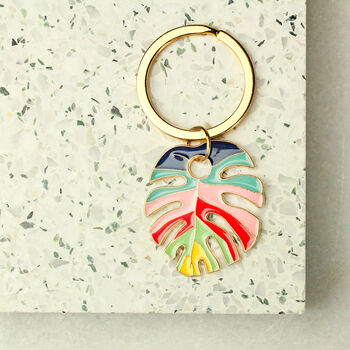 Rainbow Monstera Leaf Keyring, 5 of 6
