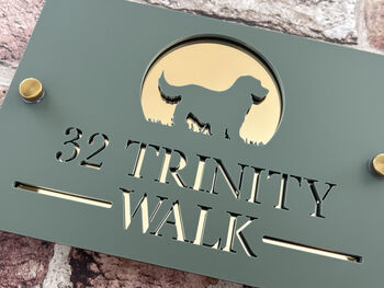 Personalised Dog In Arch Design House Acrylic Number Sign, 4 of 8