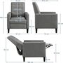 Grey Modern Recliner Chair Adjustable Reclining Armchair Upholstered Sofa Couch With Soft Padded Seat For Home Or Bedroom, thumbnail 7 of 10
