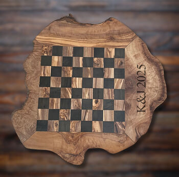 Customisable Chess Board, Natural Effect Wood, Initials, Name, 3 of 5