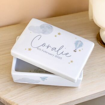 Personalised Ceramic Christening Keepsake Box Gift, 2 of 5