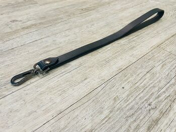 Personalised Black Leather Lanyard, Loop ID Lanyard, 2 of 12