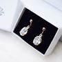 Rose Gold Plated Oval Crystal Clip On Earrings, thumbnail 2 of 5