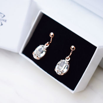 Oval Crystal Clip On Earrings, 2 of 5