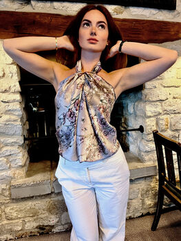 Limited Edition Orchid Floral 100% Silk Satin Scarf, 3 of 11