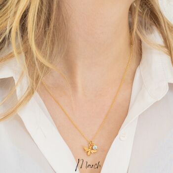 Gold Vermeil Bee Necklace With Birthstone Charm, 3 of 10