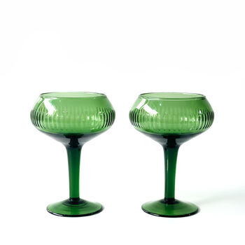 Set Of Two Line Cut Emerald Martini Glasses, 2 of 2