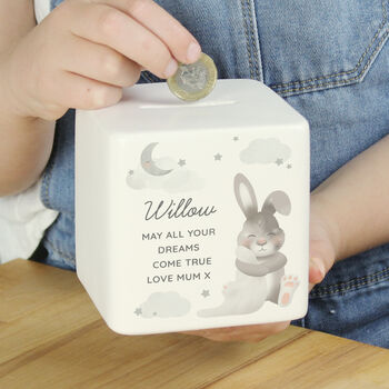Personalised Baby Bunny Money Box, 6 of 6