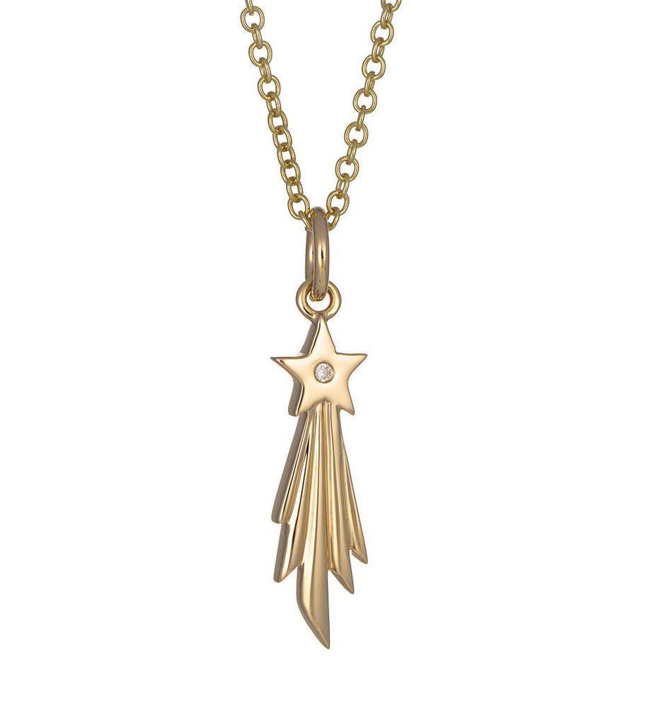 nine carat gold shooting star necklace with diamond by lily charmed ...