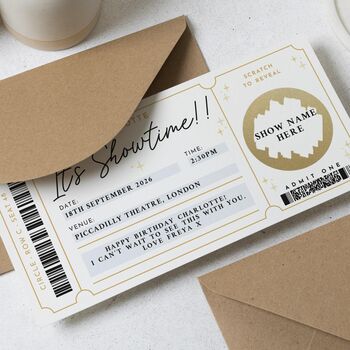 Theatre Ticket Scratch Reveal Gold Foil Voucher, 2 of 4