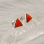 Red Coral Sterling Silver Studs, thumbnail 5 of 6