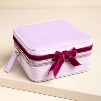 Velvet Square Travel Jewellery Case With A Bow, 4 of 10