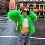 Green Faux Fluffy Jacket, thumbnail 1 of 3