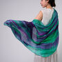 100% Mulberry Silk Scarf, Emerald Green Purple, Aurora Borealis In Gift Box, thumbnail 1 of 9