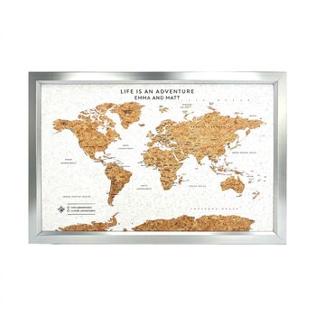 Travel Gifts World Map Cork Board With Pins, 6 of 11