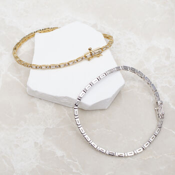 18ct Gold Plated Or Sterling Silver Mixed Cut Cz Tennis Bracelet, 3 of 8