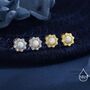 Sterling Silver Vintage Inspired White Opal Flower Cz Stud Earrings, thumbnail 3 of 12