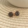 Druzy Coffee Crystal Round 18k Rose Gold Plated Studs, thumbnail 1 of 4