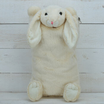 Cream Bunny Personalised Hot Water Bottle, Gift Boxed, 6 of 7