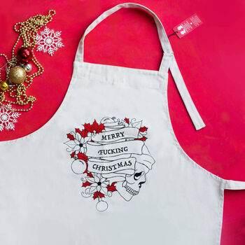 Merry Fucking Christmas Screen Printed Canvas Apron, 2 of 3