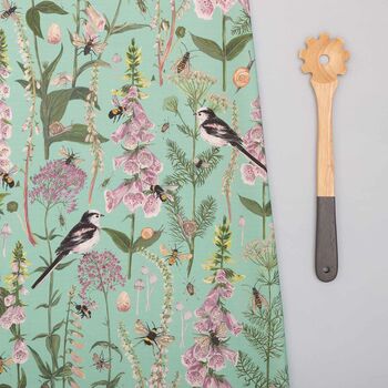 Longtail And Foxglove Floral And Bird Tea Towel, 5 of 8