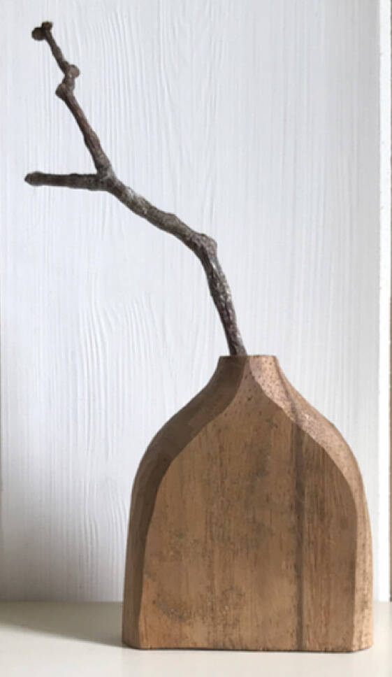 Hand Carved, Dark Wood Vase By Liberty Bee