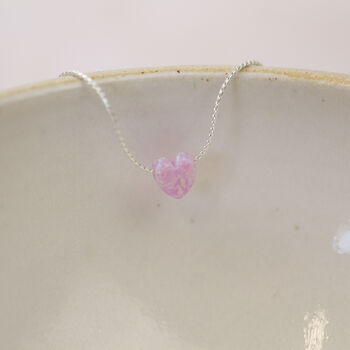 Sterling Silver Opalite Heart Bead Necklace, 2 of 4